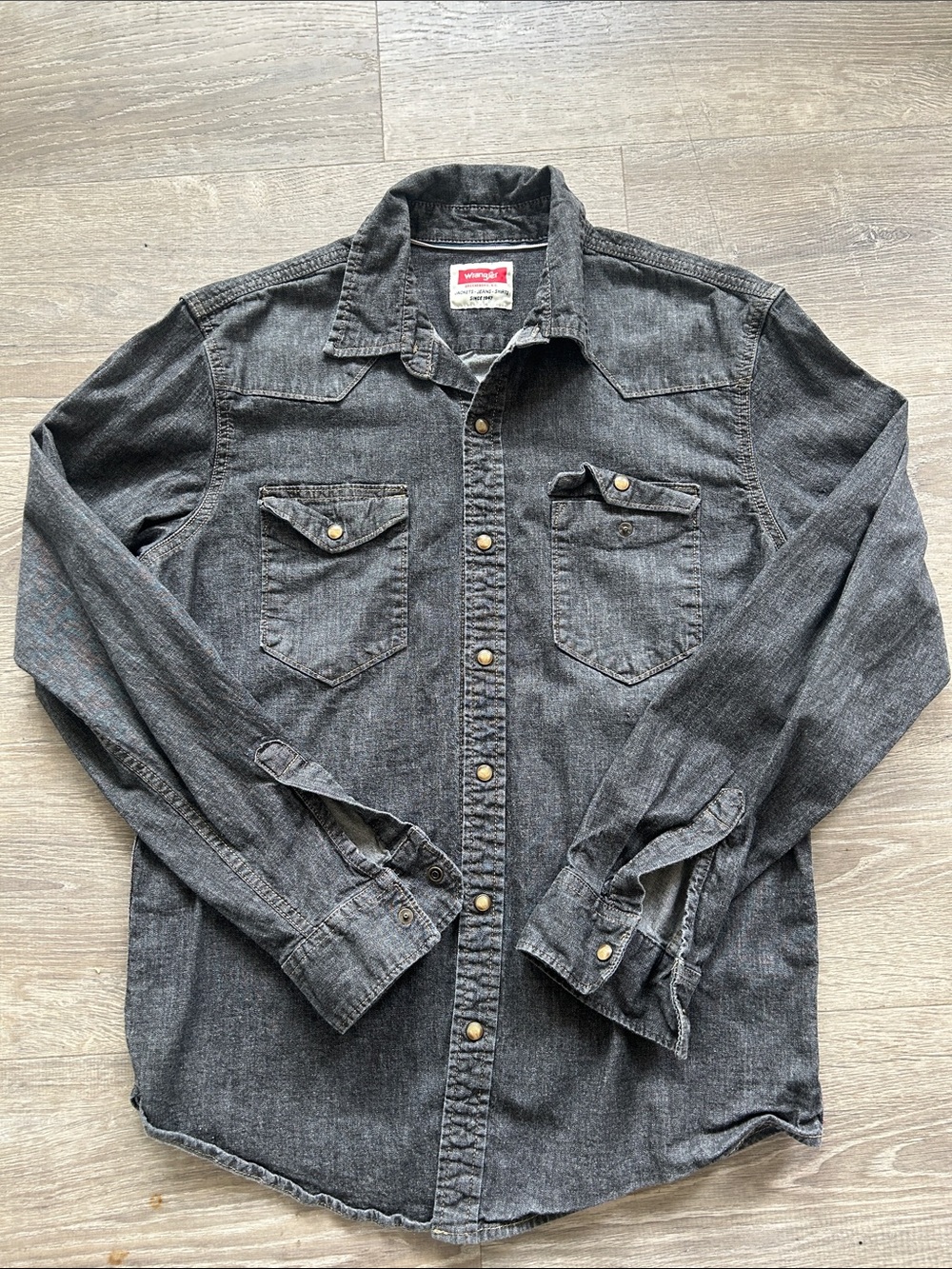 Wrangler Black Denim Western Shirt Jacket